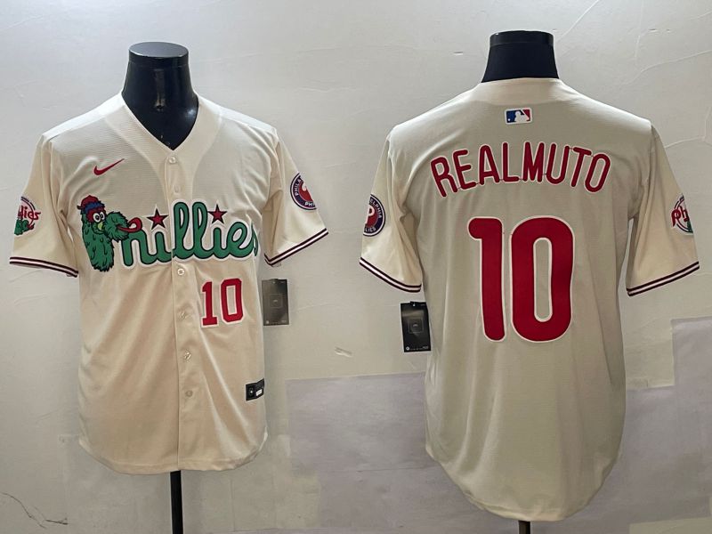 Men Philadelphia Phillies #10 Realmuto Cream Three generations Joint Name Game 2025 Nike MLB Jersey style 4->philadelphia phillies->MLB Jersey